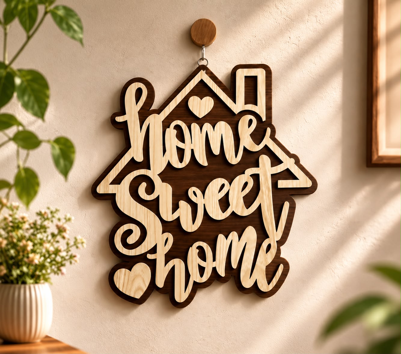 Home Sweet Home Wooden Wall Hanging – Handmade Home Décor