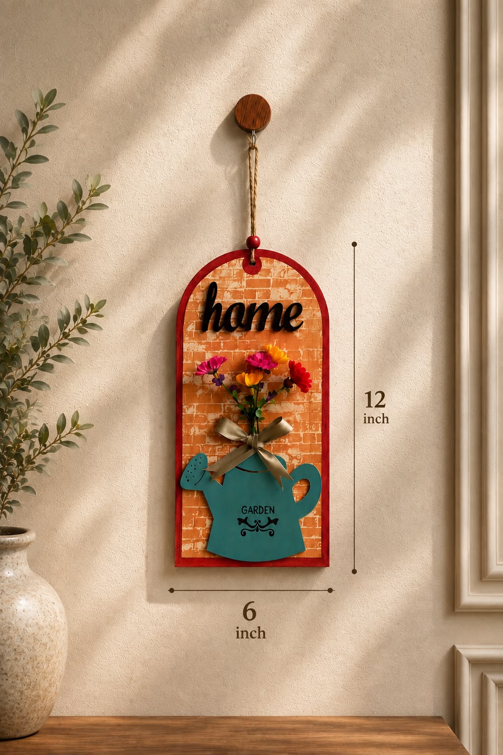 Handmade “Home Garden” Floral Wall Hanging