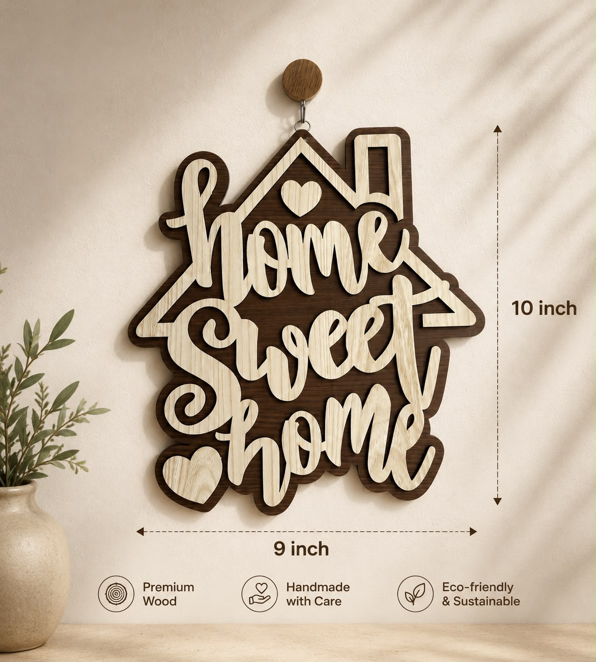 Home Sweet Home Wooden Wall Hanging – Handmade Home Décor