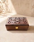 Handcrafted Wooden Jewelry Box with Carved Floral Design