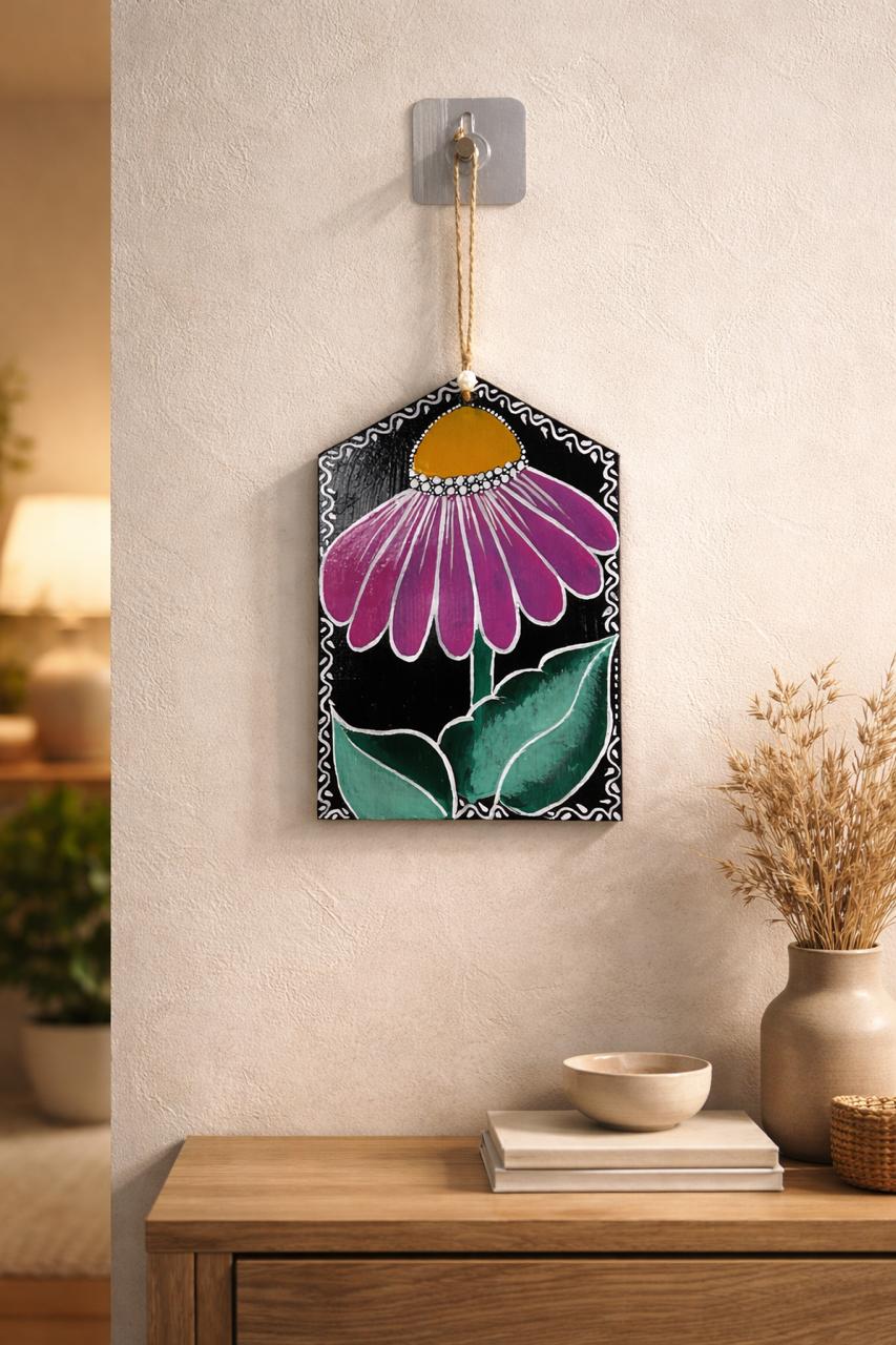 Hand-Painted Floral Wooden Wall Hanging – Handmade Home Décor by Taji Handicrafts