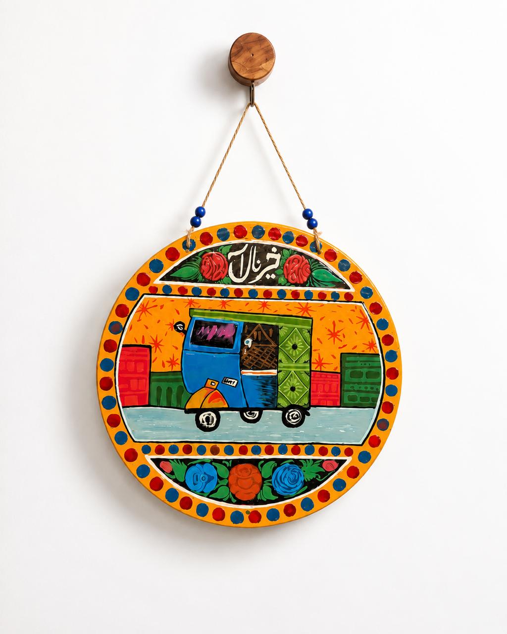 Hand-Painted Truck Art Rickshaw Wall Hanging | Handmade Wooden Décor